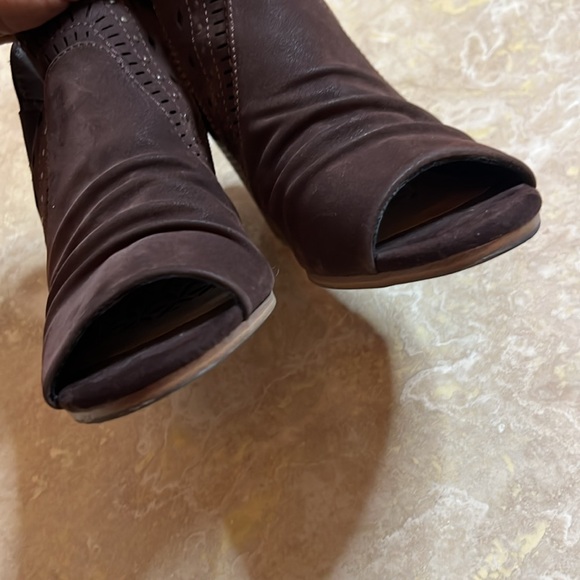 💕Women's Brown Peep-Toe Ankle Boots💕 - Picture 5 of 6